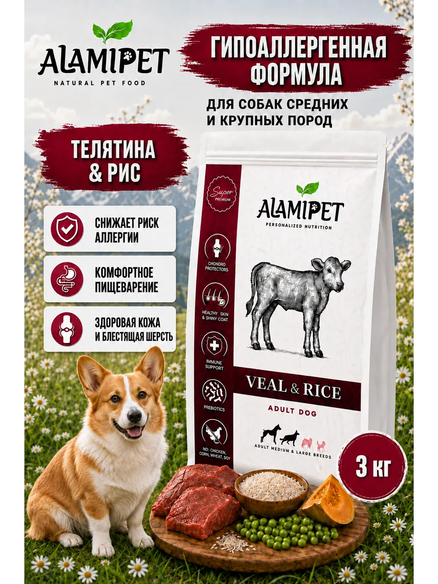 Упаковка ALAMIPET Телятина & рис